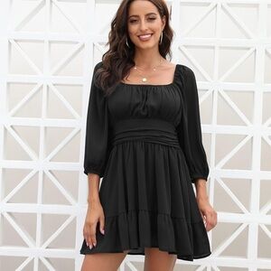 Black Open Back Tie Back Mini Dress Small